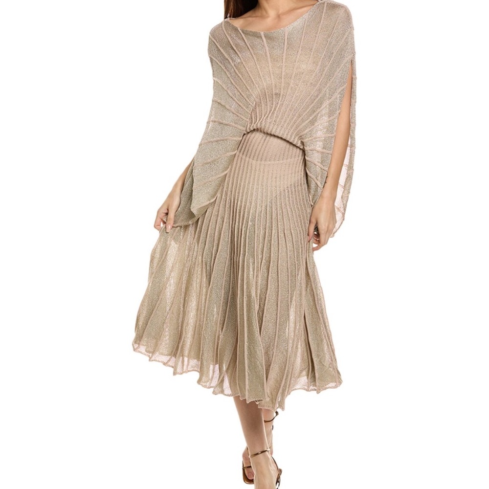 Stella McCartney Tan Cream Ruched Pleated Cocktail Dress